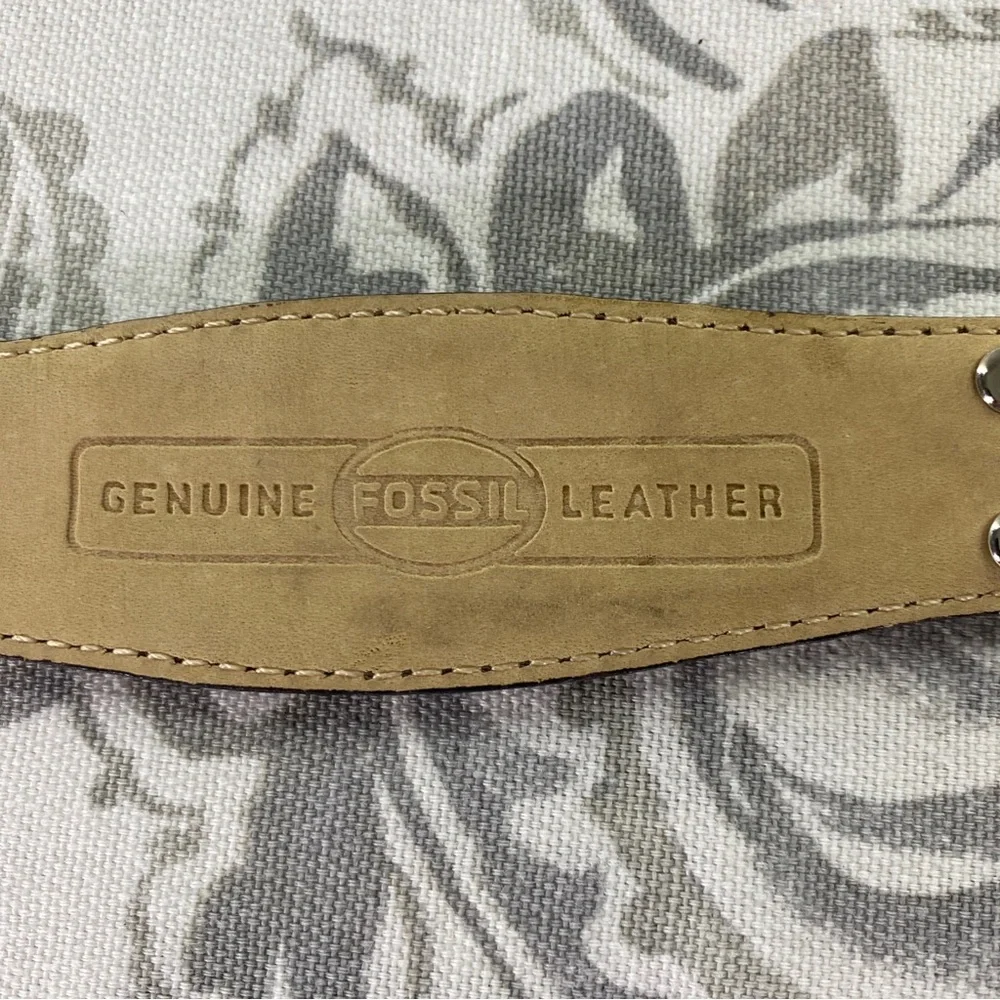 VTG FOSSIL LEATHER CROCO-EMBOSSED‎ WESTERN BELT, ORNATE CONCHOS & BUCKLE, M/L
